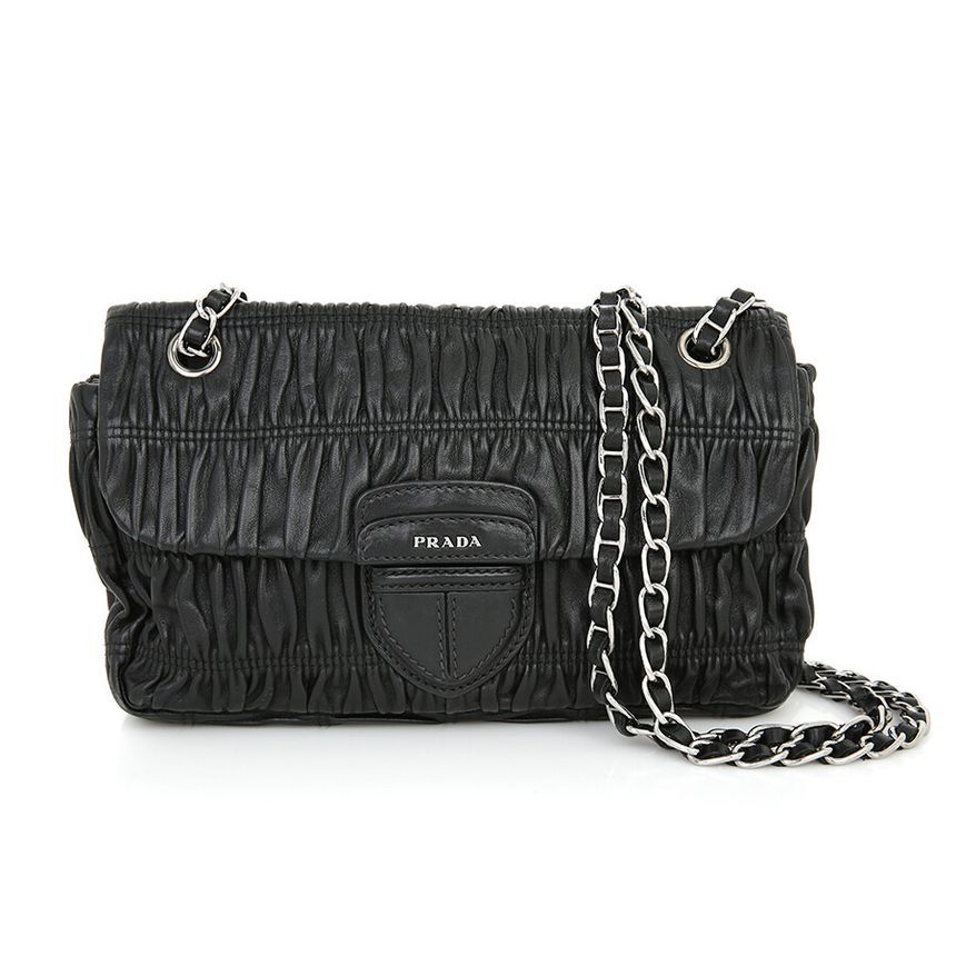 Prada Nappa Gauffre Chain Shoulder Bag Flap Cross B4553C