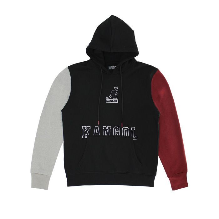 캉골 컬러블록 EMB 후드티 Black