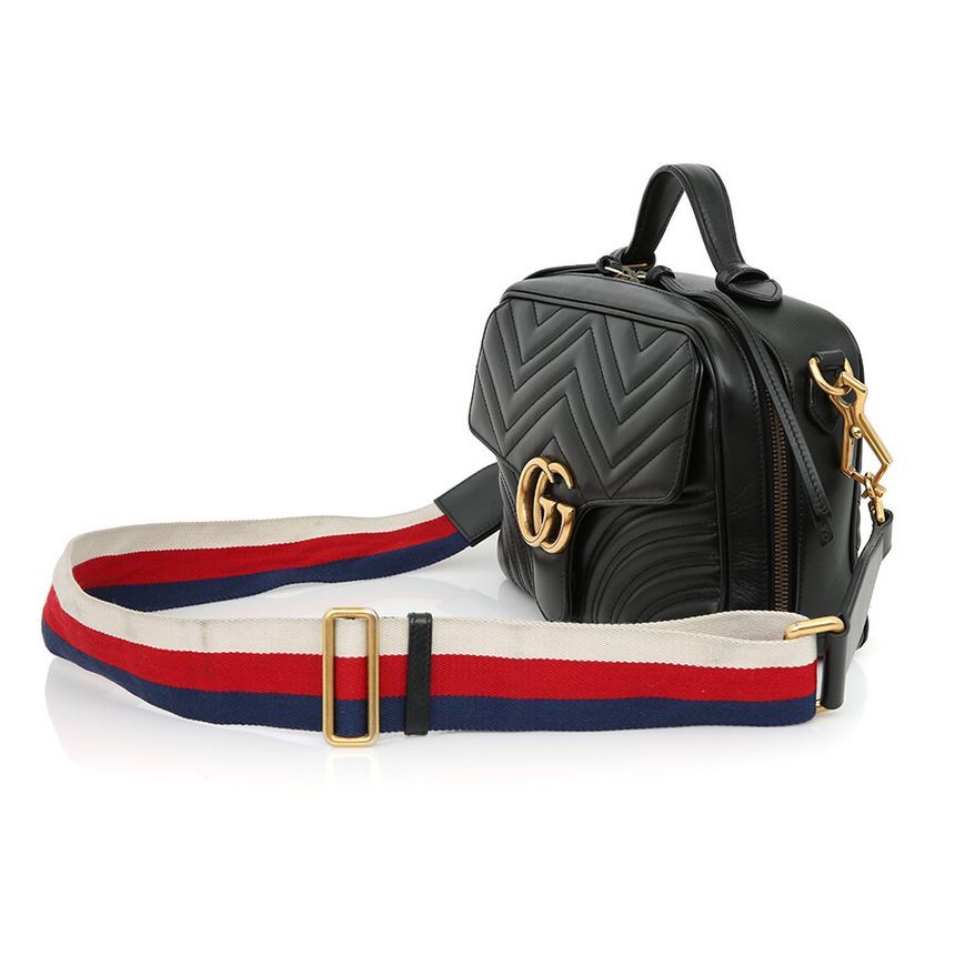 Gucci Marmont Matelassé Crossbody Bag GG Black 498100