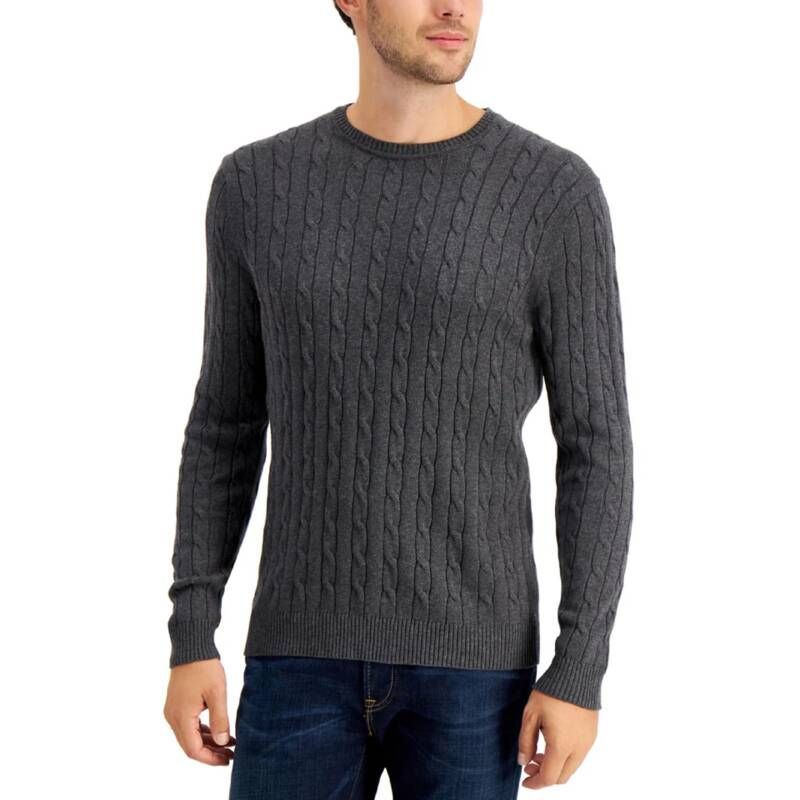 Club Room 4223618 Club Room Mens Cable Knit Crewneck Sweater