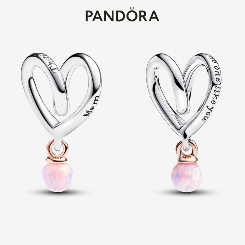 판도라 Pandora 783242C01 여자 남자 투톤 래핑 하트 댕글 참 팬던트