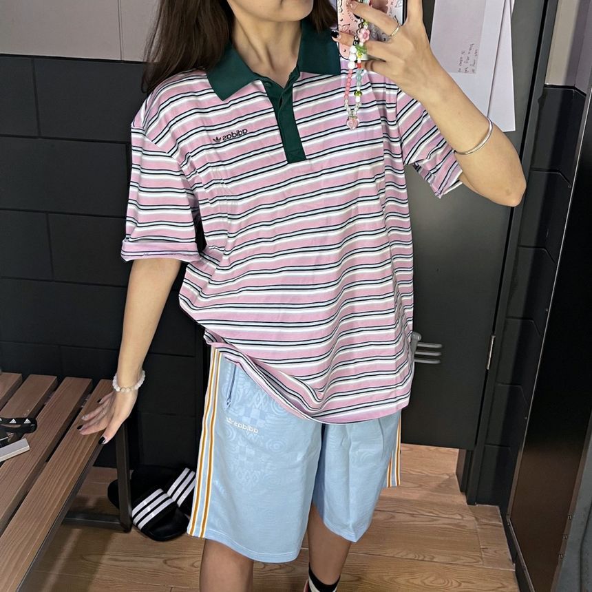 아디다스 80s 오버사이즈 단가라 폴로 반팔 티셔츠 2color