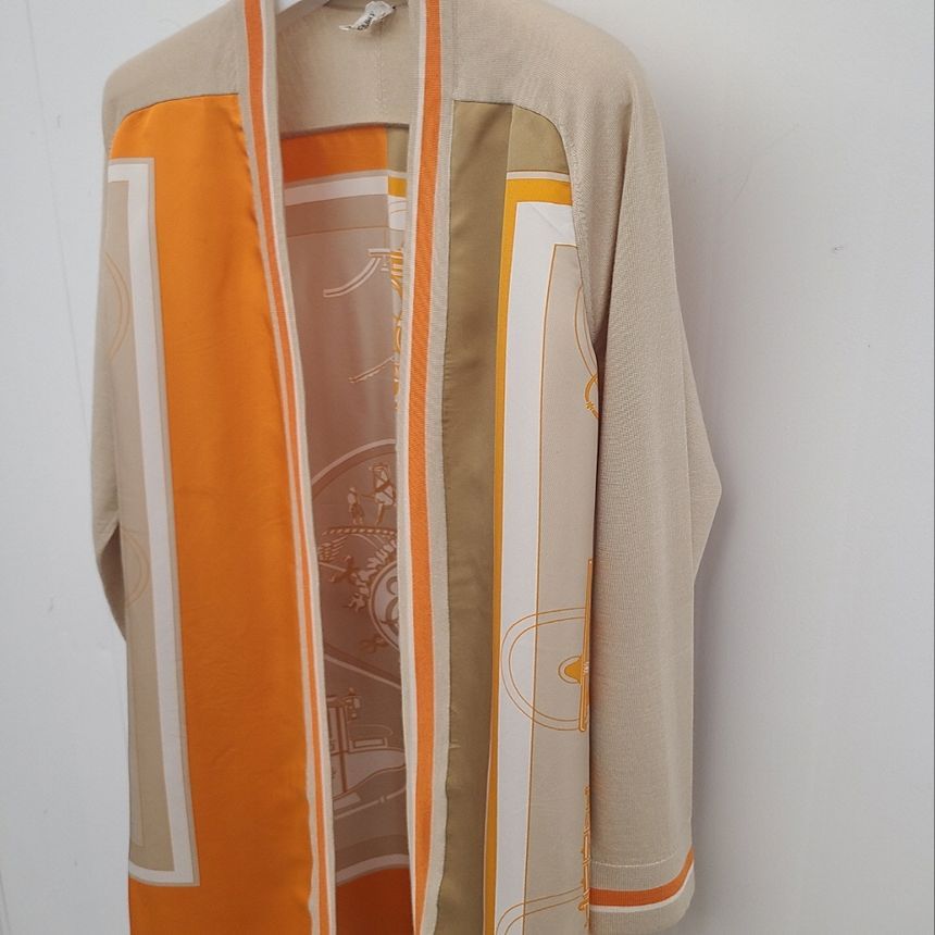 Hermes Ex-Library Twilly Silk Long Cardigan 38 HEA070302