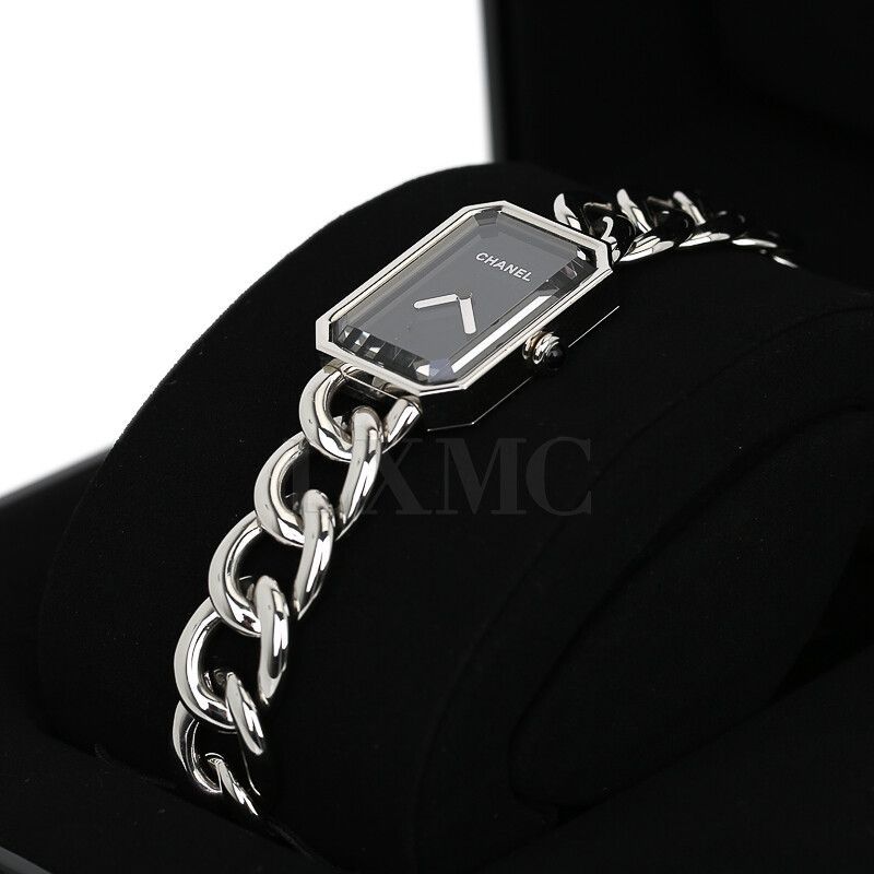 CHANEL 腕時計 PREMIERE H7018 Chanel Premiere Gourmette Chain Watch Steel Black Dial 20mm