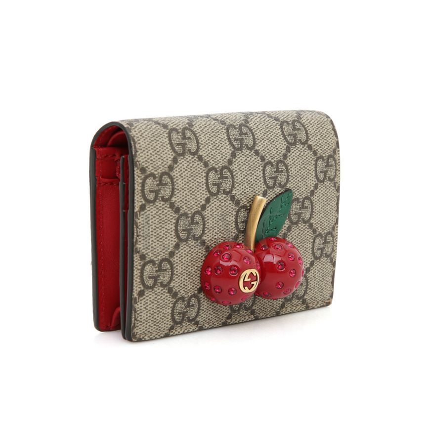 Gucci GG Supreme Sparkling Cherry Wallet Mini Wallet 476050