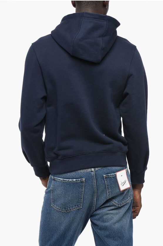자수 로고가 있는 블루 마크 브러싱 코튼 후드 티셔츠 BLUE MARK BRUSHED COTTON HOODIE WITH EMBROIDERED LOGO