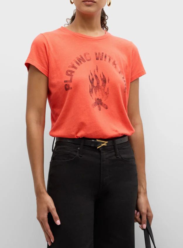 여성용 The Boxy Goodie Goodie 티셔츠, 불장난 Womens The Boxy Goodie Goodie Tee, Playing With Fire