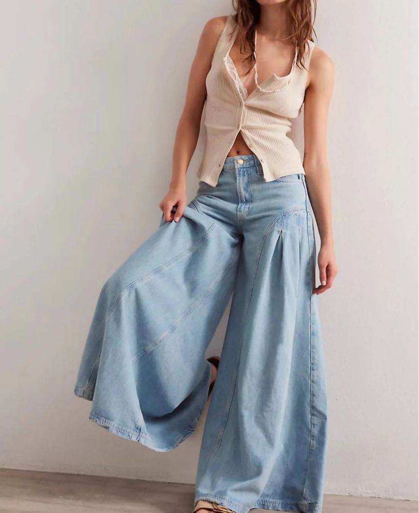 We The Free Pandora 와이드 레그 진 유니언 블루 We The Free Pandora Wide Leg Jean In Union Blue