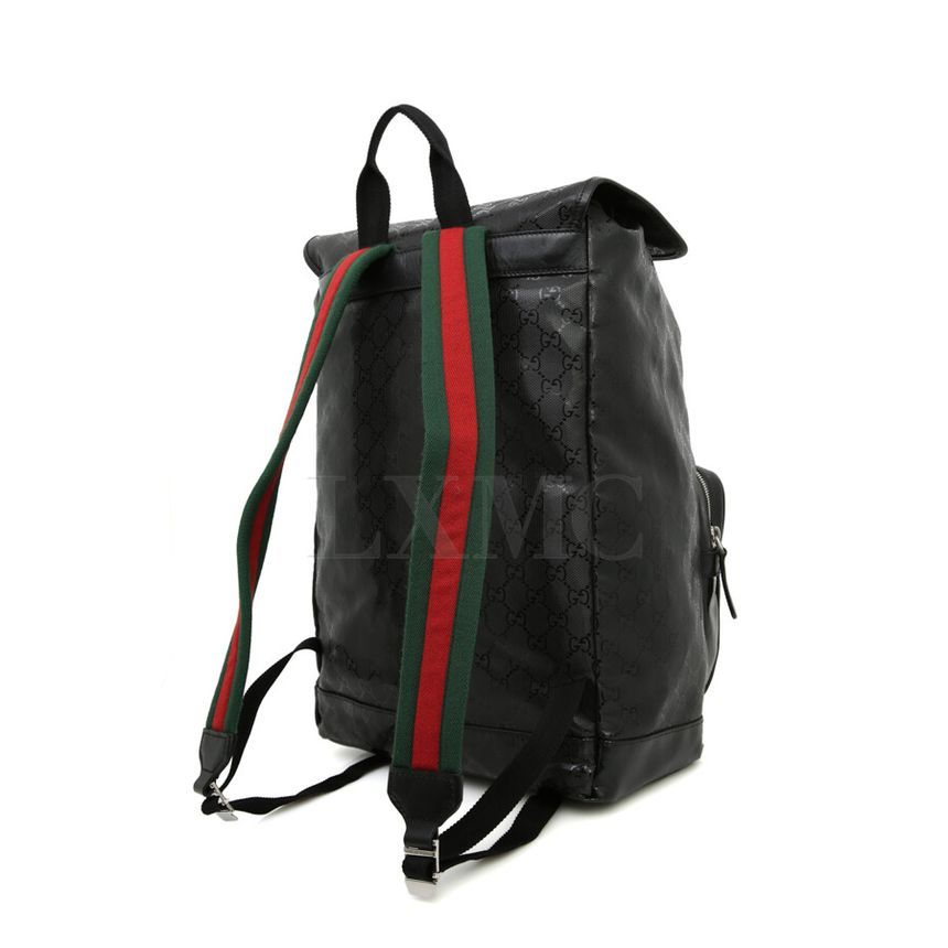 Gucci Crystal Black Backpack 500C with Triple Stripes 269378