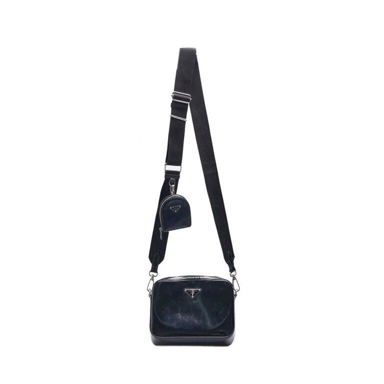 【PRADA】BRUSHED SHOULDER BAG Prada Brushed Leather Shoulder Bag | Black | FARFETCH