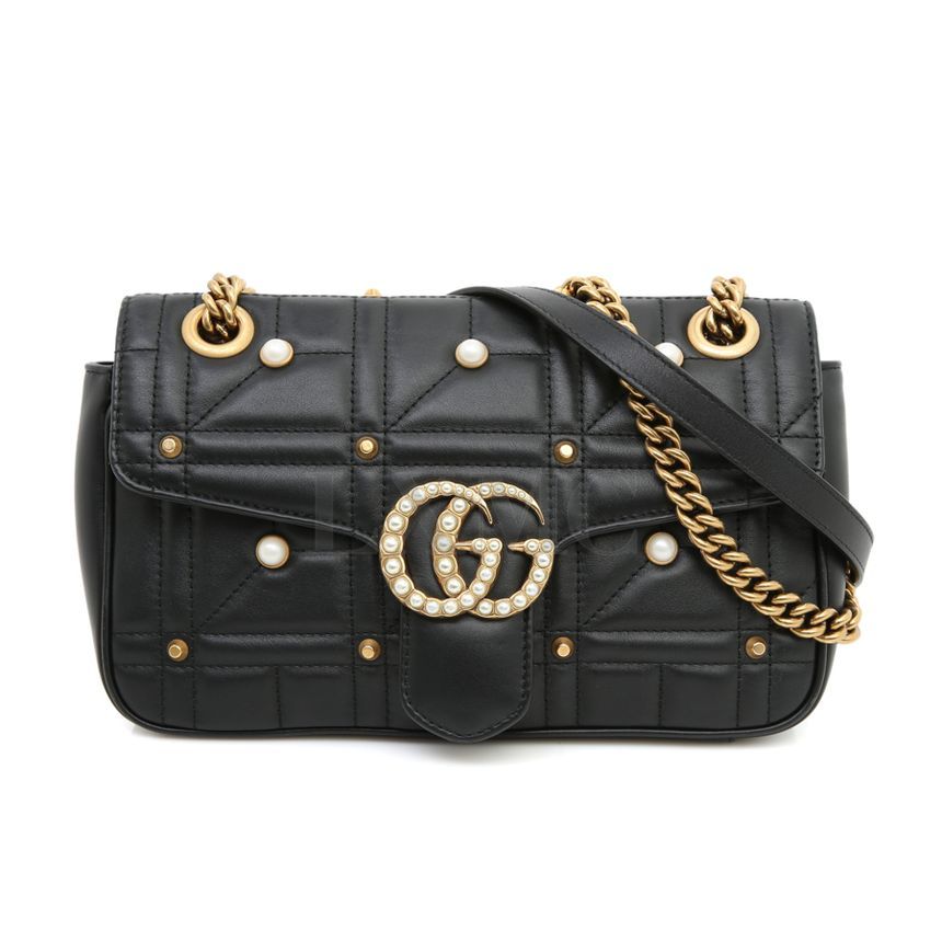 Gucci GG Marmont Matelassé Pearl Chain Shoulder Bag 443497