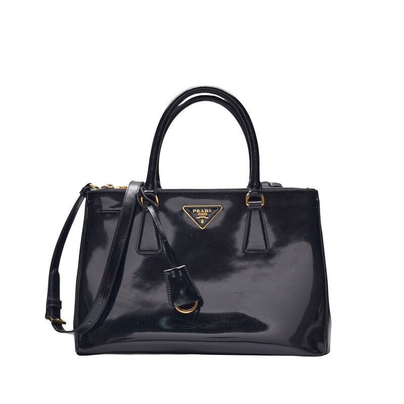 프라다(Prada) | 중고 블랙 스파졸라토 럭스 미듐 토트백 | 트렌비