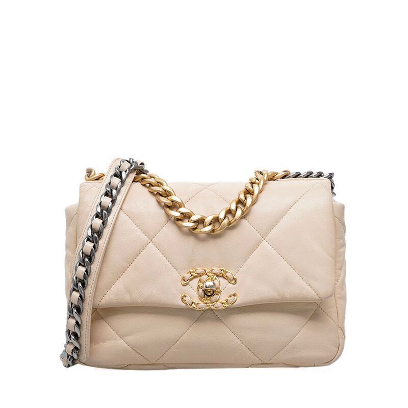 CHANEL Ivory 19 Flap Chain Medium Shoulder Bag 118577956 | eBay