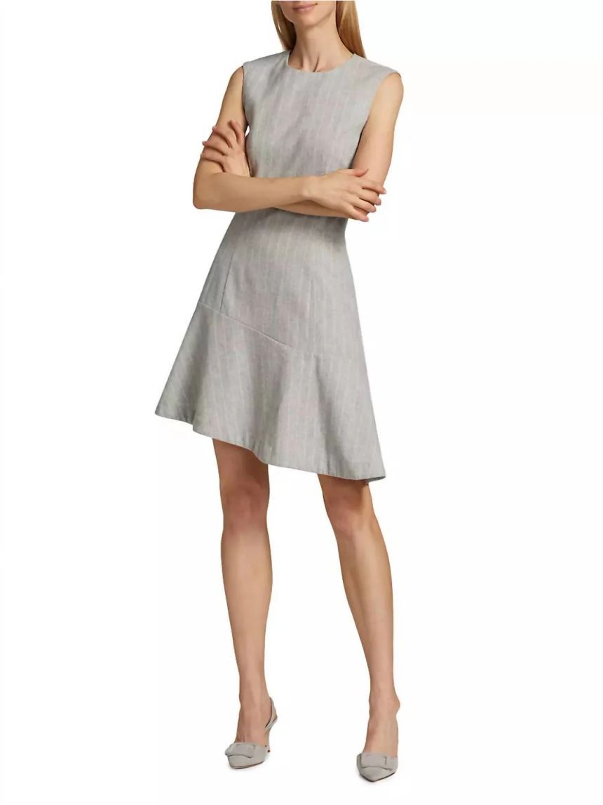 Mei Sleeveless Asymmetrical Hem Dress In Grey/white Mei Sleeveless Asymmetrical Hem Dress In Grey/white