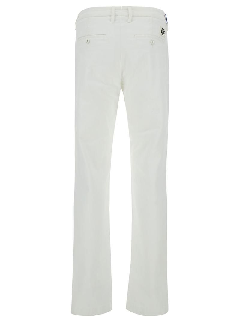 JACOB COHEN UP00101S3848750D Bobby Slim White Pants with Logo Patch in Cotton Man
