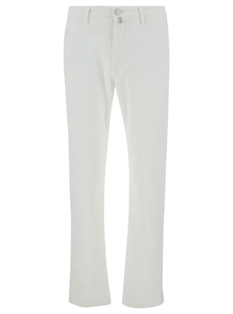JACOB COHEN UP00101S3848750D Bobby Slim White Pants with Logo Patch in Cotton Man
