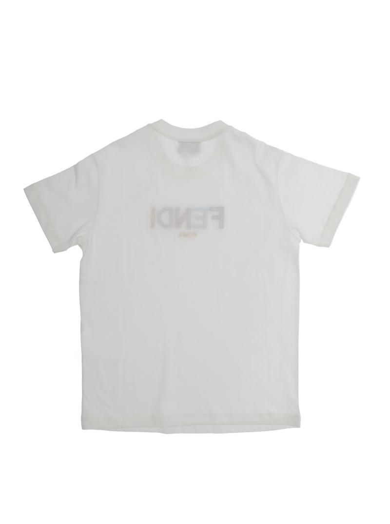 FENDI KIDS JUI1727AJF0TU9 White T Shirt with Multicolor Logo Lettering in Cotton Boy