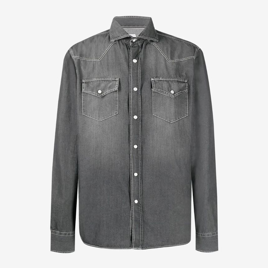 [NB25] 브루넬로 쿠치넬리 남성 셔츠 Brunello Cucinelli Western Denim Shirt 8052213783807