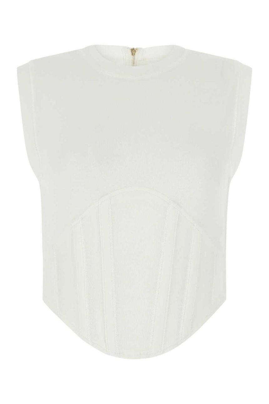DION LEE 화이트 코튼 탑 C3048S22 IVORY