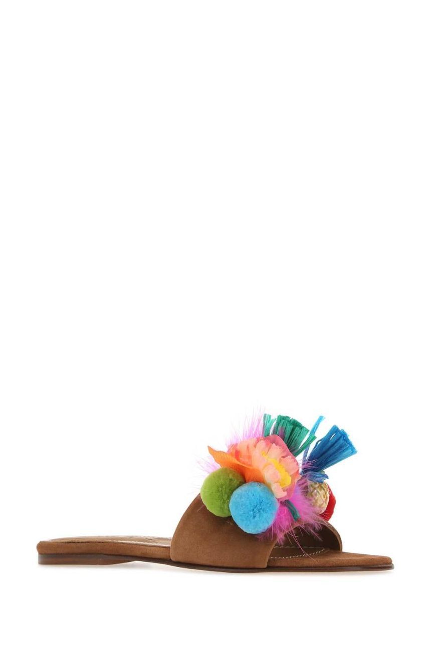 ALAMEDA TURQUESA Embellished suede Tutti Frutti slippers TUTTIFRUTTI MULTICOLOR JP1