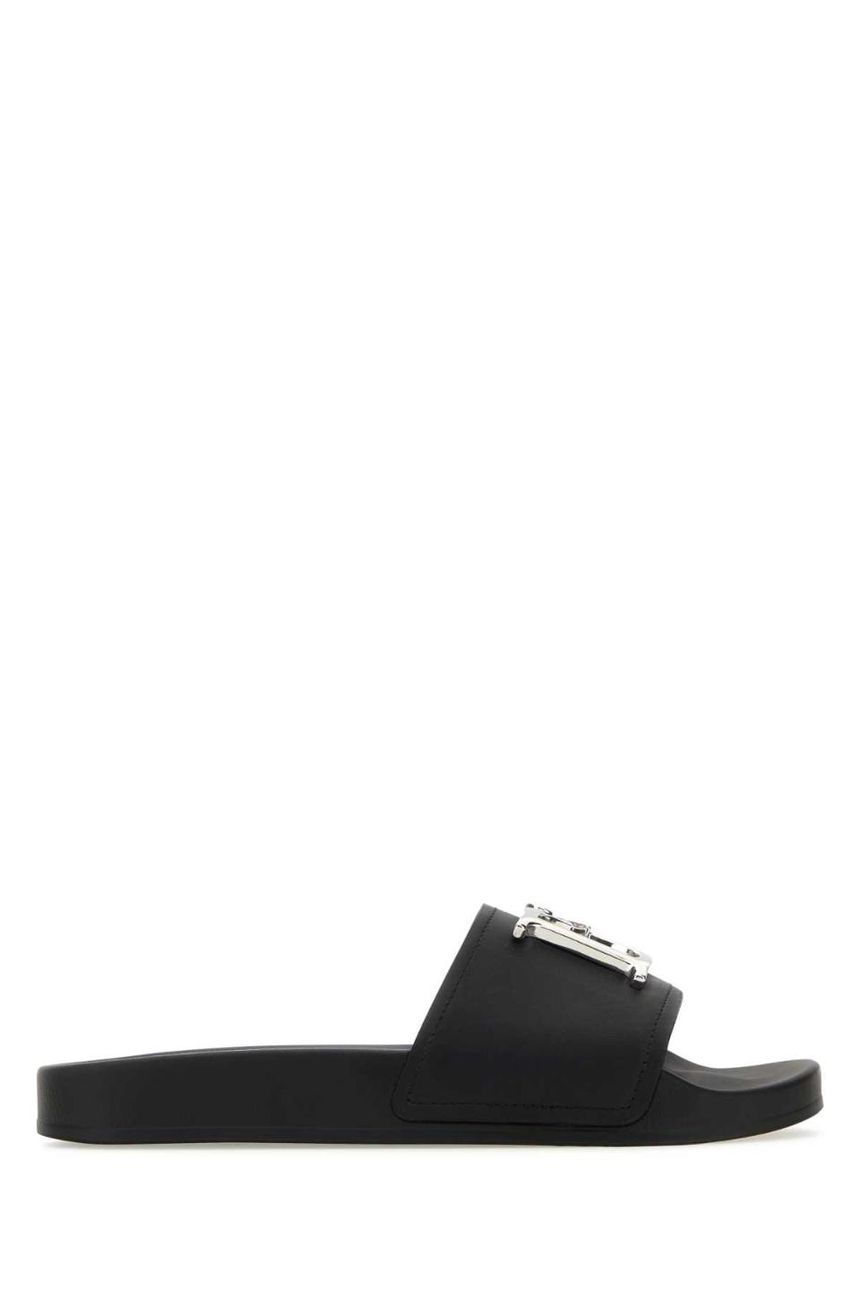 디스퀘어드2 Black leather D2 Statement slippers SLW002017205015 M802