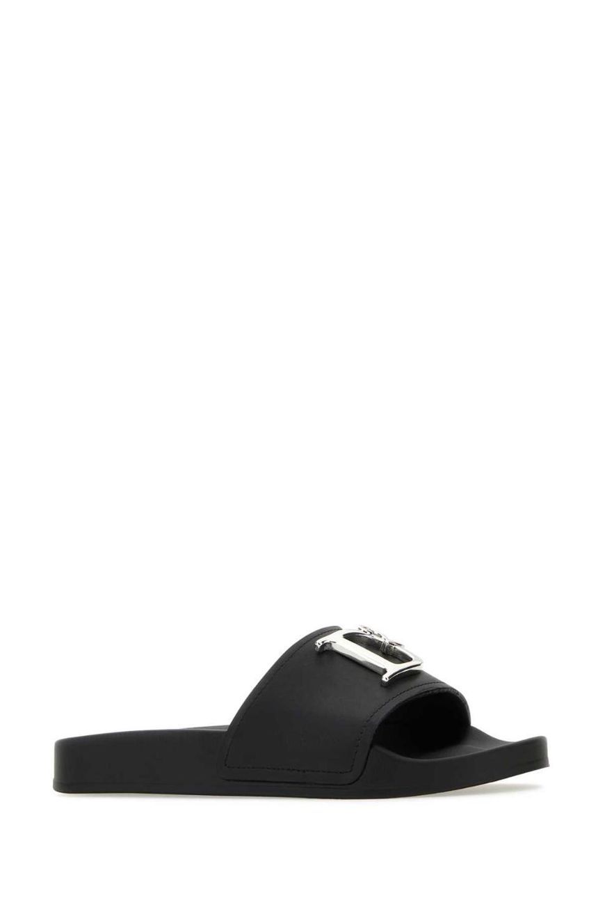 디스퀘어드2 Black leather D2 Statement slippers SLW002017205015 M802