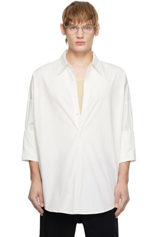 [Fax Copy Express]White Oversized Shirt 242866M192000