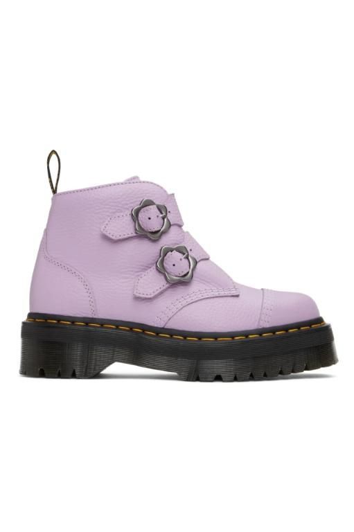 [닥터마틴]Purple Devon Flower Buckle Platform Boots 231399F113038