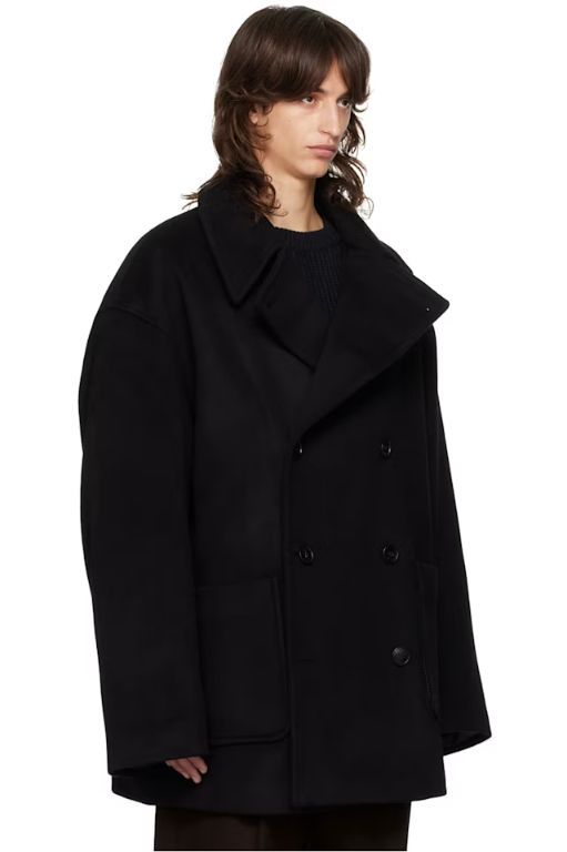 [THE FRANKIE SHOP]Black Cooper Wool Peacoat 242115M176006