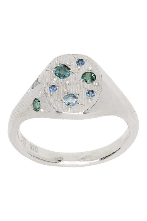 [Seb Brown]SSENSE Exclusive Silver   Blue Grapes Ring 241595M147021