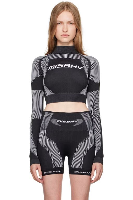 [MISBHV]Black Cropped Long Sleeve Sport Top 242937F561003