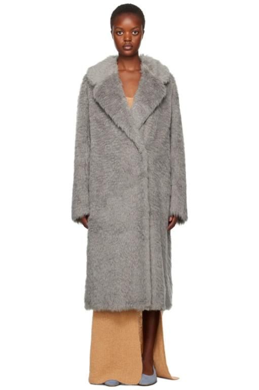 [스탠드 스튜디오]Gray Nicole Faux Fur Coat 232321F059015