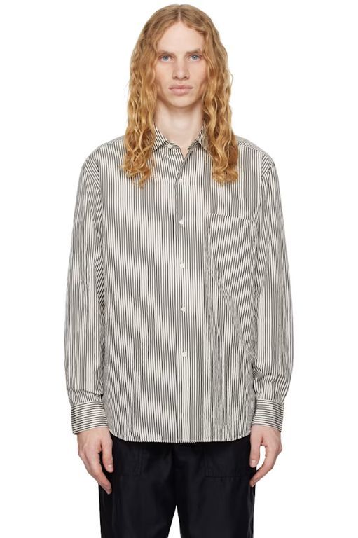 [KAPTAIN SUNSHINE]White   Black Semi Spread Collar Shirt 242194M192001