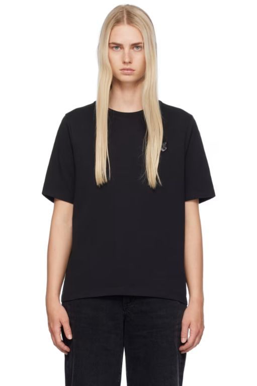 [메종 키츠네]Black Bold Fox Head T Shirt 242389F110002