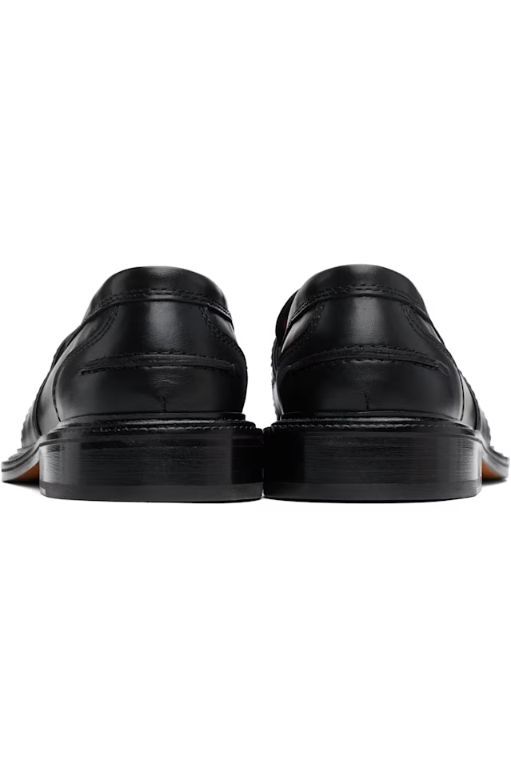 [메종 키츠네]Black Leather Loafers 242389M231000