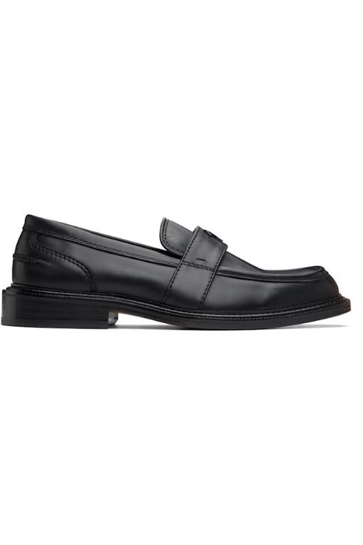 [메종 키츠네]Black Leather Loafers 242389M231000