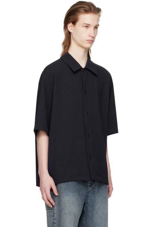 [솔리드옴므]Navy Drawstring Shirt 241221M192013
