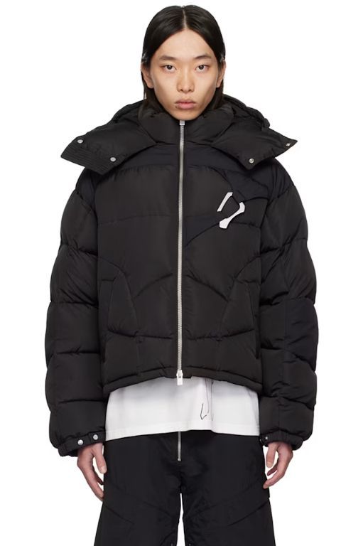 [HELIOT EMIL]Black Abstract Down Puffer Jacket 242295M178003