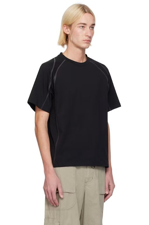 [J EONGL I]SSENSE Exclusive Black Contrast Stitch T shirt 242276M213000