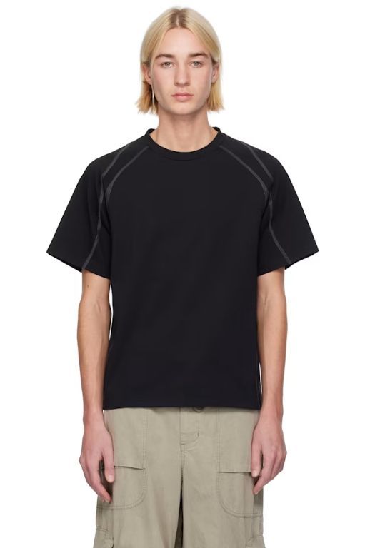 [J EONGL I]SSENSE Exclusive Black Contrast Stitch T shirt 242276M213000