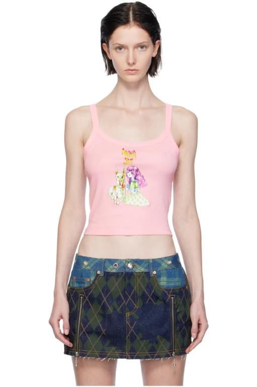 [안나수이]Pink Graphic Tank Top 241894F111001