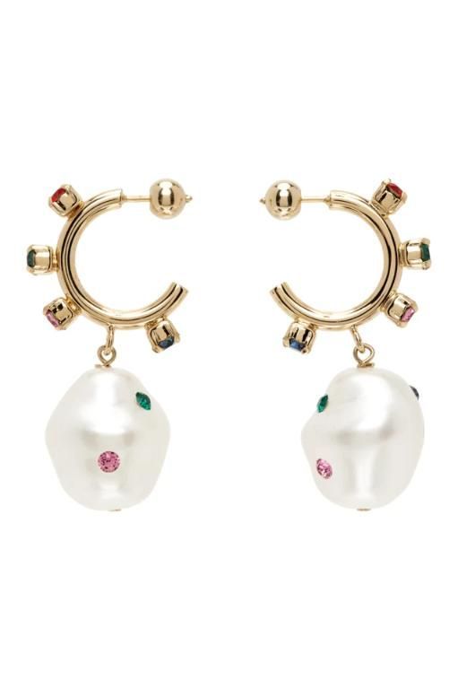 [Safsafu]Gold Pearl Jelly Heart Earrings 231413F022020