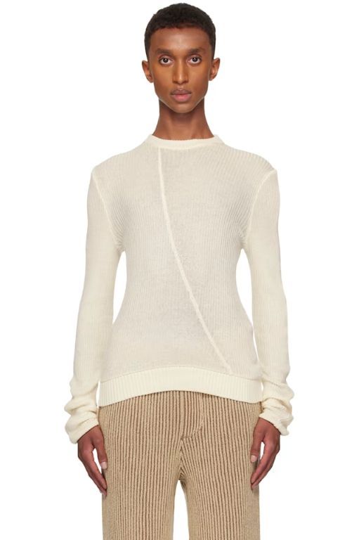 [Isa Boulder]SSENSE Exclusive Off White Bow Long Sleeve T shirt 242541M213000