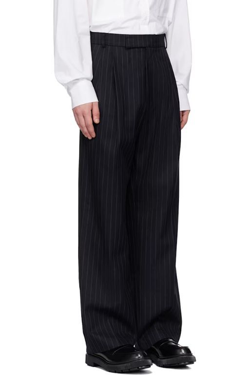 [THE FRANKIE SHOP]Navy Pinstripe Beo Trousers 242115M191024