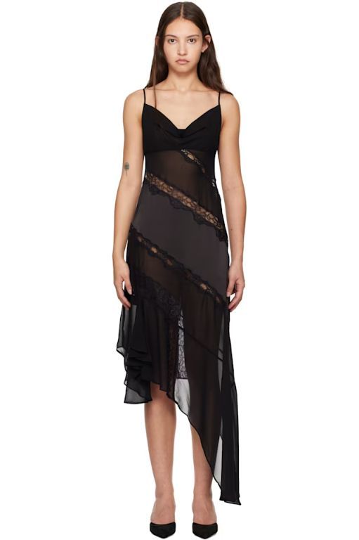 [GUIZIO]Black Leah Midi Dress 251897F054001