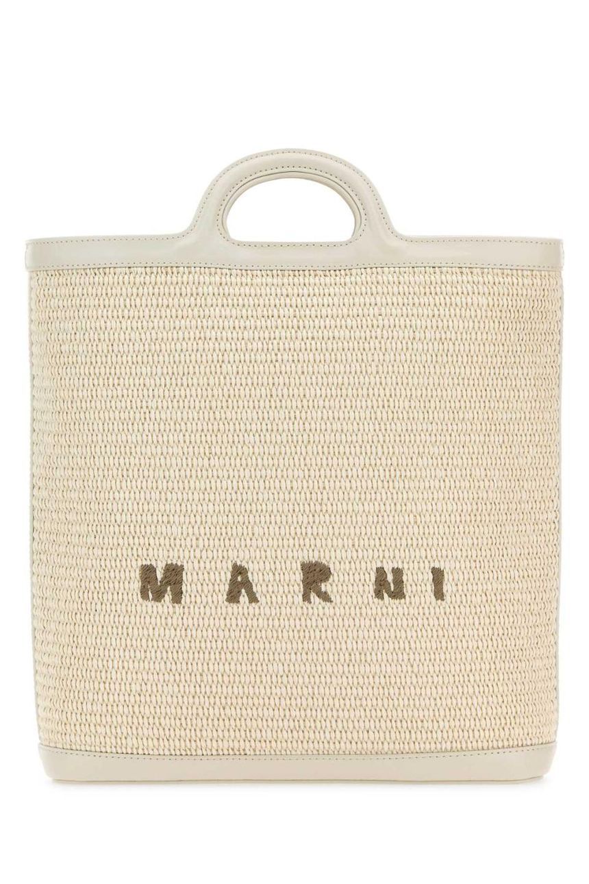 MARNI SBMP0179Q0P3860 00W12 아이보리 라피아 &amp; 가죽 트로피칼리아 버킷 백