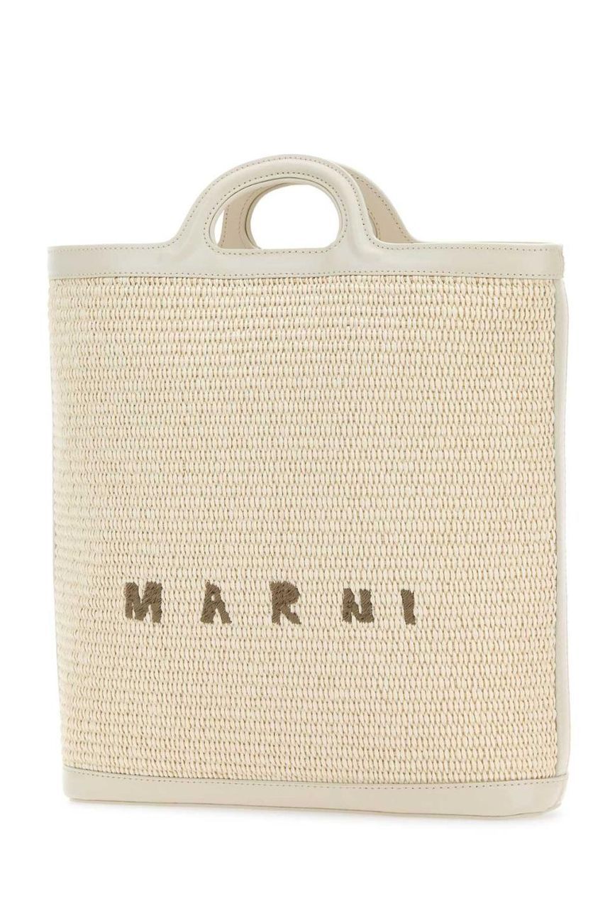 MARNI SBMP0179Q0P3860 00W12 아이보리 라피아 &amp; 가죽 트로피칼리아 버킷 백