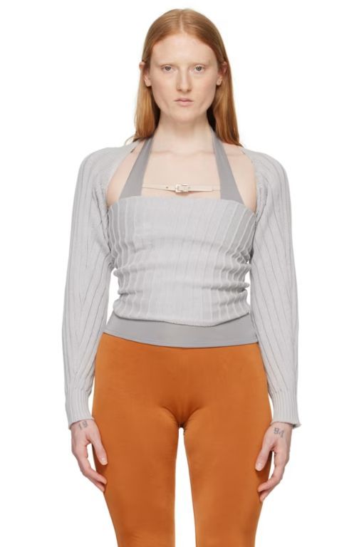 [GIMAGUAS]Gray Miss Mangas Sweater 241776F096002