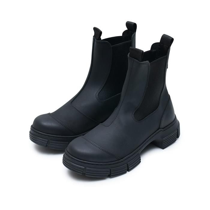 GANNI｜BOOTS (CHELSEA BOOTS (S2174 099)) Ganni Women's Recycled Rubber City Chelsea Boots Black S2174
