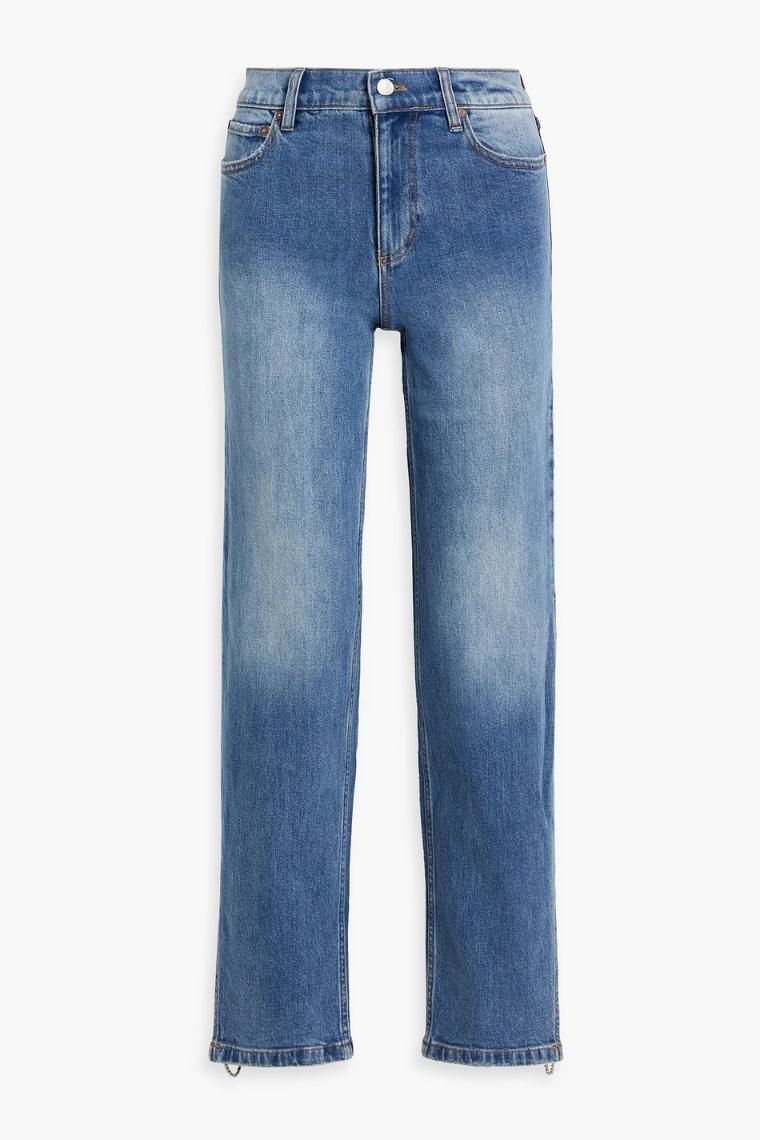 ALICE + OLIVIA JEANS Gayle crystal embellished low rise straight leg jeans 1647597345189017